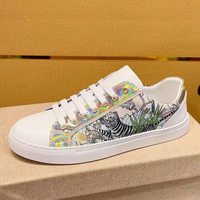 New Breathable White Shoes Lace-up Board Shoes Color-matching Trendy Men's Shoes Show Low-top Fashion Men's Sneakers Explosions