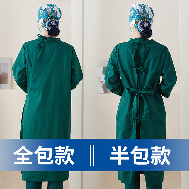 Pure Cotton Surgical Gown for Medical Professionals, Dental Implant Doctor Workwear, Green Scrub Suit, Surgical Gown for Professionals