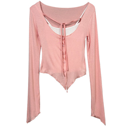 New Products from Dongdaemun, South Korea, Sweet and Desirable ~ Sexy and Feminine Camisole + Lace-Up Thin Cardigan Suit
