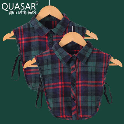 Autumn and Winter All-match Sanding Plaid Shirt Fake Collar Decorative Collar Lining Collar Thickened Women's College-style Multifunctional Collar