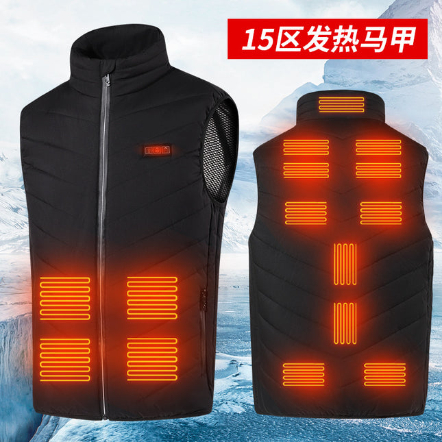 Cross-border Intelligent Heating Vest Zone 15 Three-control Heating Vest Adjustable Electric Heating Vest Winter Warm Clothes