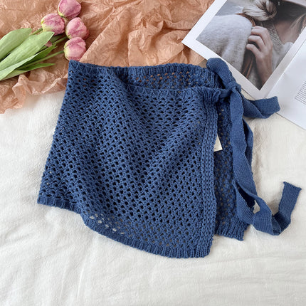 Four Seasons Korea Dongdaemun Spring and Summer Style Versatile Decorative Hollow Knitted Skirt Women's Lace-Up Butt Curtain Layering