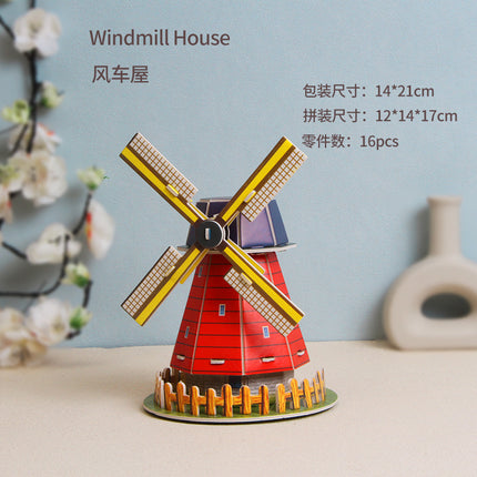 Paper 3D Stereo Puzzle Education School Model DIY Handmade Kidsren's Educational Toys Girls Kindergarten Wholesale