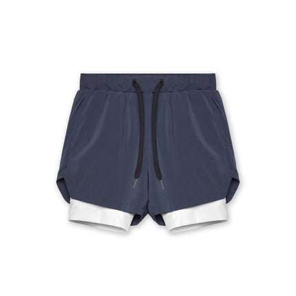 Crazy Muscle Men's Sports Casual Shorts Double Layer Fake Two-Piece Marathon Basketball Fitness Sweat-Wicking Quick-Dry Shorts