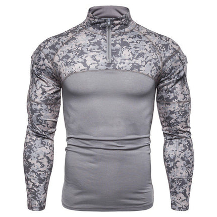 2025 Long-sleeved Slim-fit Camouflage Casual Collar Cotton Autumn Youth Tactical T-shirt