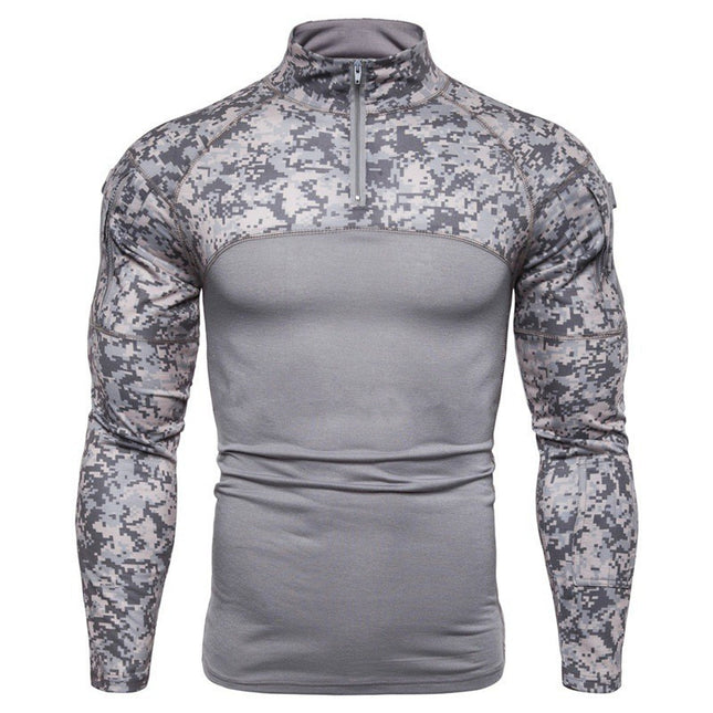 2025 Long-sleeved Slim-fit Camouflage Casual Collar Cotton Autumn Youth Tactical T-shirt