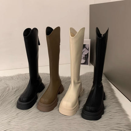 Thick-Soled Thick-Heeled Knee-Length Boots for Thick Legs and Long Boots 2025 New Autumn and Winter High Knight Boots but Not Long Boots for Women
