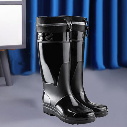 Foreign Trade High-Top Labor Protection Men's Rain Boots, Long Rain Boots, Waterproof Outdoor Non-Slip Fleece-Lined Warm Water Shoes, Cold-Proof and Protective