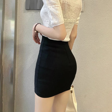 Petite Bodycon Skirt Women's Fashion 2024 Summer New High-Waisted Anti-Exposure Sexy A-Line Mini Skirt