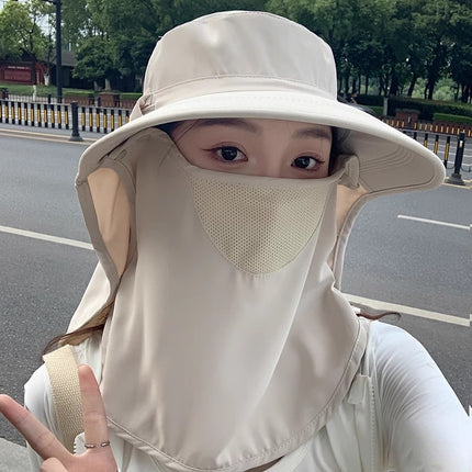 Multi-Directional Sun Hat, Breathable Face Mask, Neck Protection, Integrated Sun Hat, Anti-Uv Outdoor Sun Hat for Women, Summer