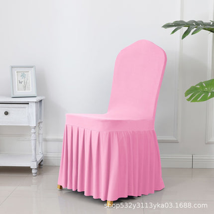Chair Cover Thickened Stretch Pleated Skirt Dining Chair Cover Hotel Wedding Banquet Event Stool Cover Hotel Cloth