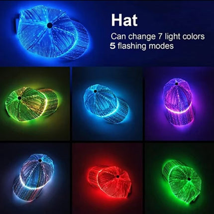 Cross-border charging LED fiber cap LED light knitted hat autumn and winter night running with light luminous hat