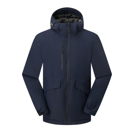 Down Cotton Pressure Cotton Jacket Men's Thickened Camping fleece-lined Windproof and Rainproof Work Clothes Windbreaker Jacket Logo