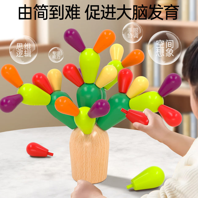 Wooden Cactus Building Blocks Large Particles 2 Cactus 1 to 3 Years Old 6 Toddlers Early Education Baby Educational Toys