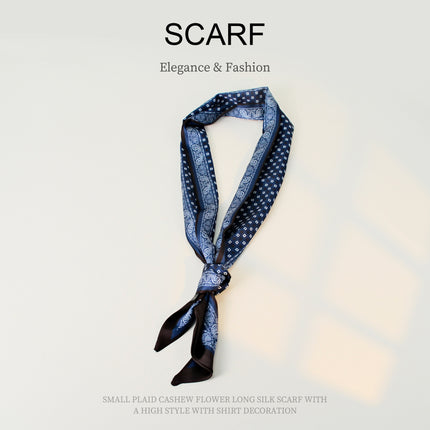 2025 European and American-style Beveled Silk Scarf Cross-border Silk Cashew Dot Long High-end Ribbon Scarf Women's Belt