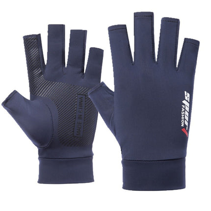 Cycling Gloves, Outdoor Driving Gloves, Electric Vehicle Sun Protection Gloves, Non-Slip Touch Screen Fingerless Gloves, Men's Fishing Ice Silk Gloves Wholesale