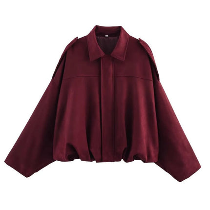 Za Cross-Border Amazon Hot-Selling Wholesale 2025 New European and American Style Suede Texture Bomber Jacket in Stock