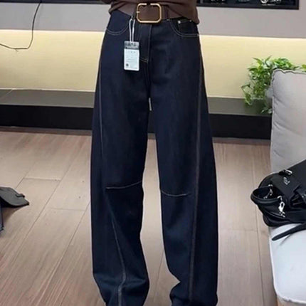 2025 Autumn and Winter New Machete Pants High Waist Pear Shaped Figure Slimming Narrow Wide Leg Pants Denim Pants