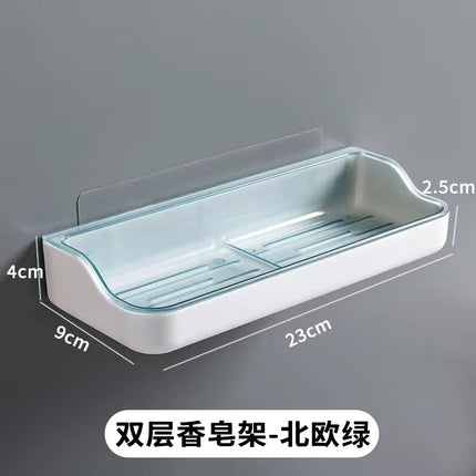 Wall-mounted Soap Box Bathroom Non-perforated Suction-cup Soap Box Bathroom Creative Double-layer Draining Rack Storage Rack