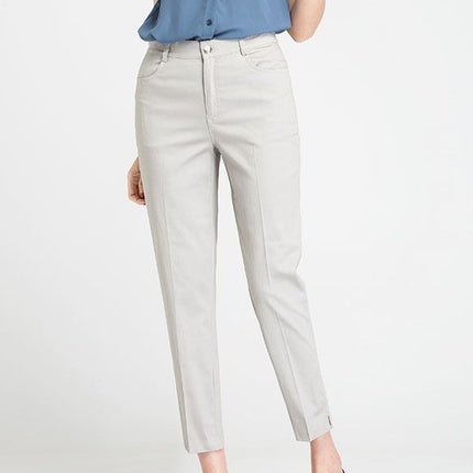 Women's cropped pants spring and summer new suit pants thin high waist loose middle-aged mom pants white straight casual pipe pants