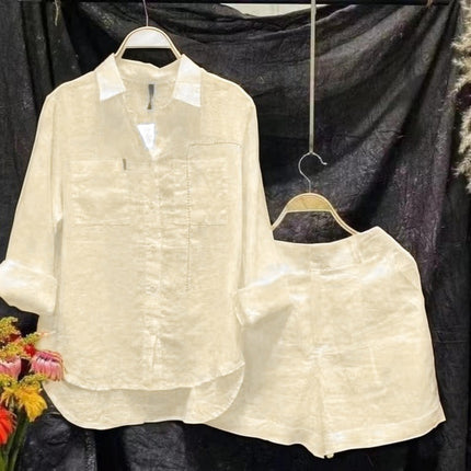 2025 Cross-Border Southeast Asian Summer Fashion Shirt Set Loose Slimming Look Casual Comfortable Two-Piece Set Wholesale