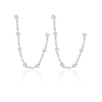 European and American Ins Fashion Personality Earrings Double Ear Holes Tassel Zircon Earrings Earrings Earrings Elegant Earrings Batch