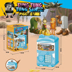 Cartoon piggy bank mountain boy blue / 7.9*8*11.5cm
