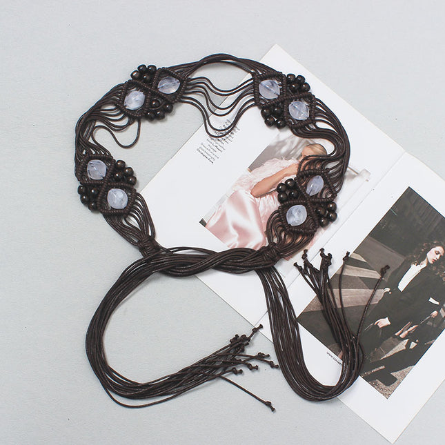 Bohemian hand-woven tassel belt waist chain Women's decorative dress all-match waist decoration ethnic style skirt with fashion