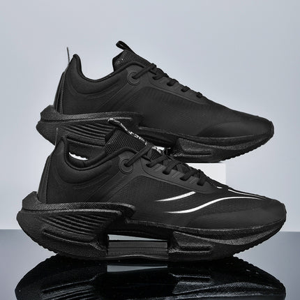 Summer 2024 New Breathable Trendy Versatile Sports Casual Men's Wear-Resistant Thick-Soled Height-Increasing Black Dad Sneakers