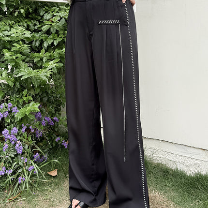 Double Day 25 Summer plus size Women's Fashion Top Line Decorative Casual Pants 8929