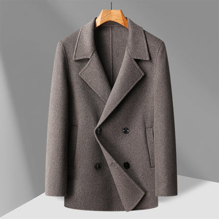 Autumn and Winter New Men's Handmade Double-Sided Woolen Outwear Double-Breasted Velvet Removable Liner Woolen Outwear Men's Outwear