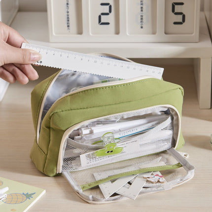 Pencil Case Transparent Simple Large Capacity Household Window Student High-Value Stationery Pencil Ruler Storage and Filing Bag