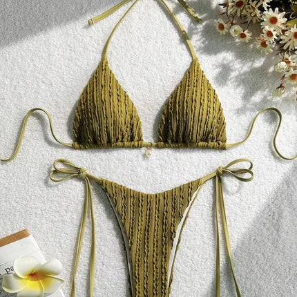 European and American New Sexy Bikini Bikini Split Swimsuit Two-piece Set Drawstring Strap Backless Cross-border Xingcheng