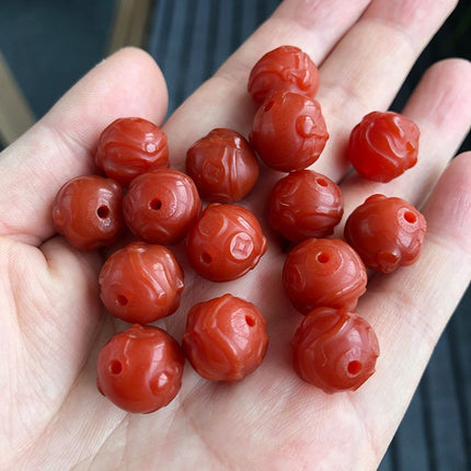 Old Agate Pattern Beads Red Agate Auspicious Cloud Pattern Loose Beads DIY Cultural Toy Bracelet Beads Accessories Beading Material Wholesale