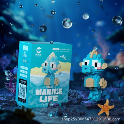 Children's Day Gift Compatible Lego Marine Animals Shark Clownfish Cartoon Doll Assembled Building Blocks Toy