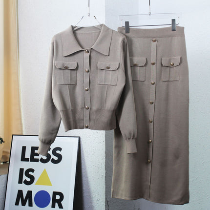 Fragrant Style Light Luxury Socialite Style POLO Collar Dress Set Skirt Set Comfortable Casual Knitted Two-piece Set