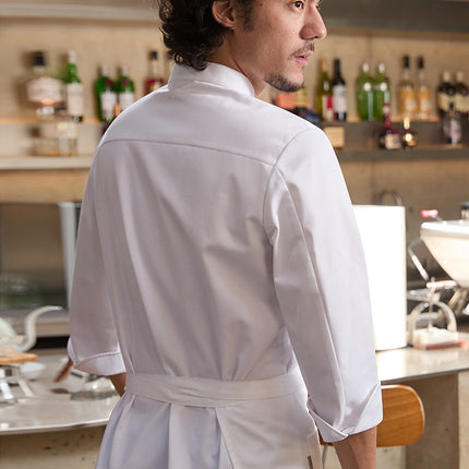 Chef Uniform for Men, Long-Sleeved, Black, for Restaurants, Baking, Kitchen, Moisture-Wicking and Sweat-Wicking