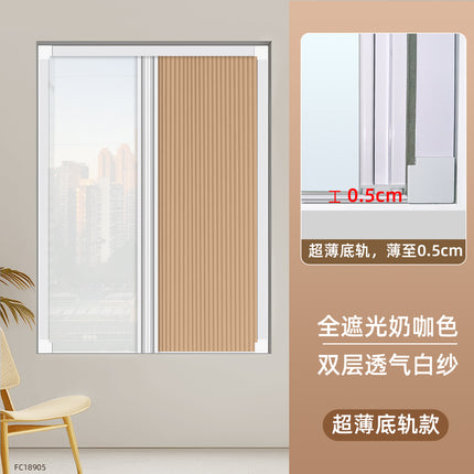Day and Night Honeycomb Curtains for Bedrooms, Punch-Free Honeycomb Sunshades, Push-Pull Blackout Invisible Folding Embedded Blinds