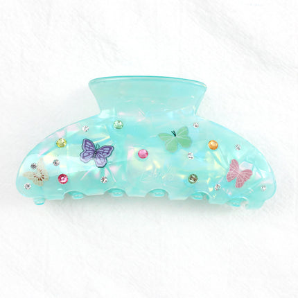 Baoguang spring and summer jewelry butterfly printing super fairy with diamond clip acrylic hair accessories girl simple hair clip