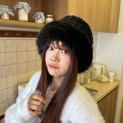 Plush landlord hat women's autumn and winter new cold-proof warm hat northeast basin hat ear cap face small fisherman hat tide