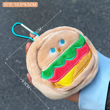 Cute food food hamburger fries headset bag keychain wallet creative data line coin purse pendant wholesale