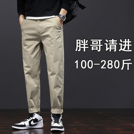 Spring and Summer Thin plus size Casual Pants Men's Loose Trendy Chubby Business Men's Pants Plus-sized 110.00kg Chubby Trendy Pants