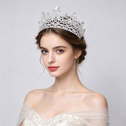 Foreign Trade Hot Rhinestone Crown Headwear European Bride Alloy Crown Hair Accessories Baroque Dress Makeup Accessories