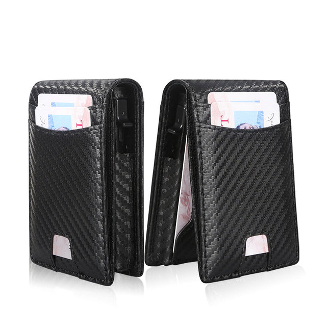 Cross-Border New Microfiber Wallet Anti-Theft Brush Multi-Function Multi-Card Metal Card Holder Portable Men's Id Wallet