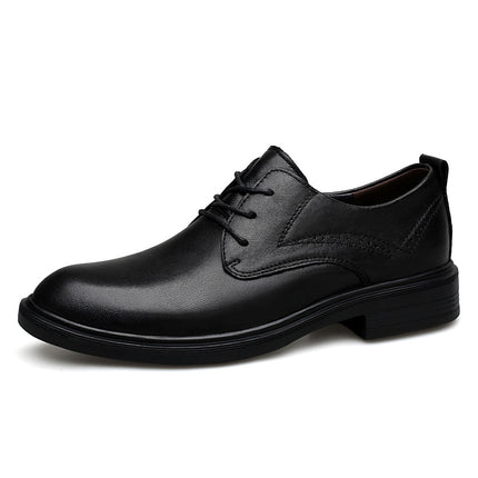 Spring and Autumn British Casual Business Dress Leather Shoes Men's Shoes Inner Height Increasing Single-layer Shoes Thick Sole Height Increasing Shoes Casual Dress Shoes