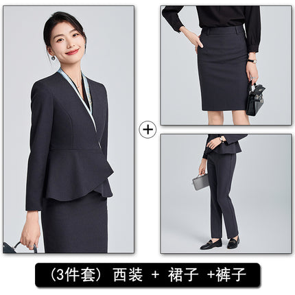 High-end Suit suit Women's Spring and Autumn High-end Temperament Professional Uniform Hotel Front Desk Tooling Beauty Salon Overalls