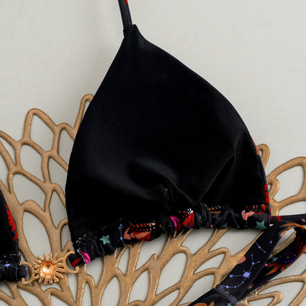 2025 Summer European and American New Split Bikini Sexy Brazilian Bikini Beach Swimsuit Black Leopard Dot