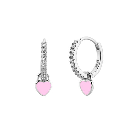 Cross-Border European and American Style Ins-Style Heart-Shaped Earrings with Colorful Zircon, Light Luxury, High-End Fashion and Elegant Earrings
