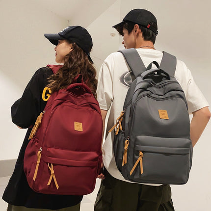 Solid Color Simple Couple's Schoolbag Large Capacity Fashionable All-match Personality Niche Backpack Travel Class Tutoring Backpack