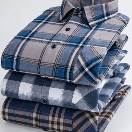 Winter Warm Shirt Pure Cotton Brushed Plaid Fleece-Lined Thickeneded Middle-Aged and Elderly Men's Cardigan Dad's Cotton Shirt
